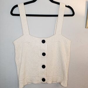 Derek Lam 10 Crosby Denim Knit Crop Tank Top | Button Front | Size L